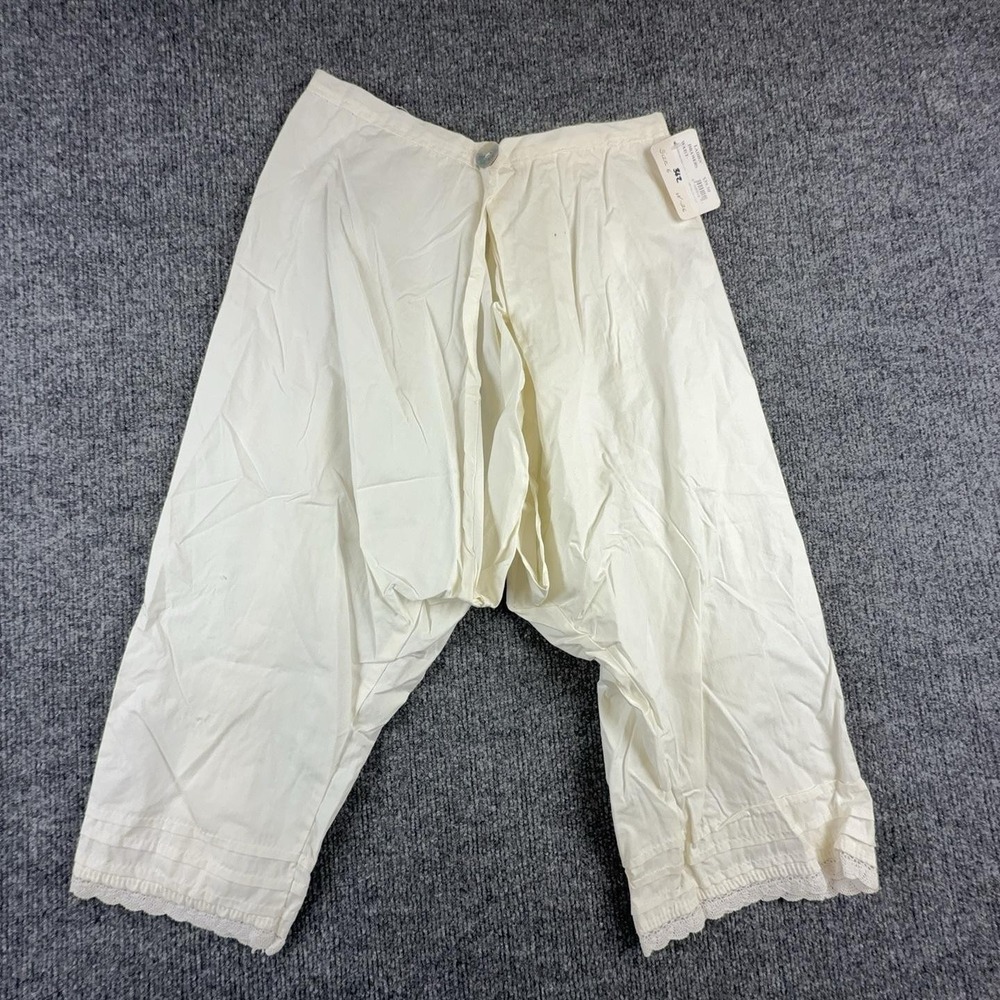 White Victorian Style Lace Trim Pleated Long Johns Panties Womens 6 Drawers